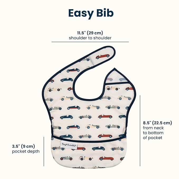 Tiny Twinkle Mess-Proof Baby Bibs for Eating | Waterproof, Wipeable Toddler Bibs with Catch-All Pocket | Feeding Bibs for Girls & Boys(3 Pack,Butterfly)