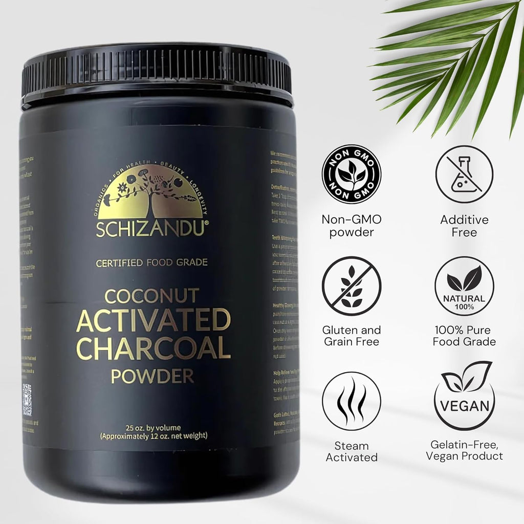 Organic Activated Coconut Charcoal Powder Ideal for Supports Skin, Body, Oral Health, Teeth Whitening | Dietary Supplement (25 Oz (Pack of 1))