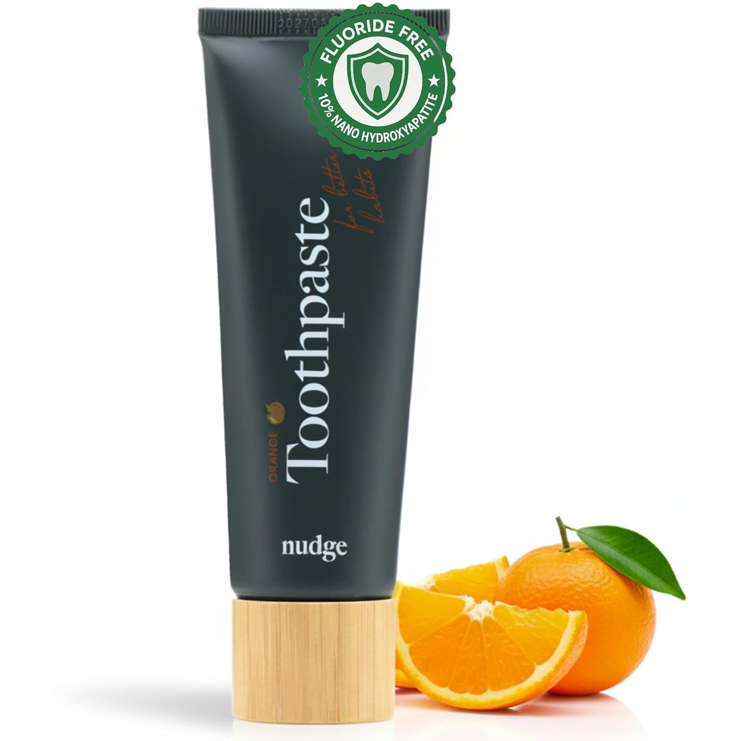 Nudge 10% Nano Hydroxyapatite Toothpaste, Remin+ Formula with Vitamin E, Fluoride-Free, SLS-Free, Helps Remineralize Enamel, Supports Dry Mouth Relief and Sensitive Teeth, Orange, 4 oz