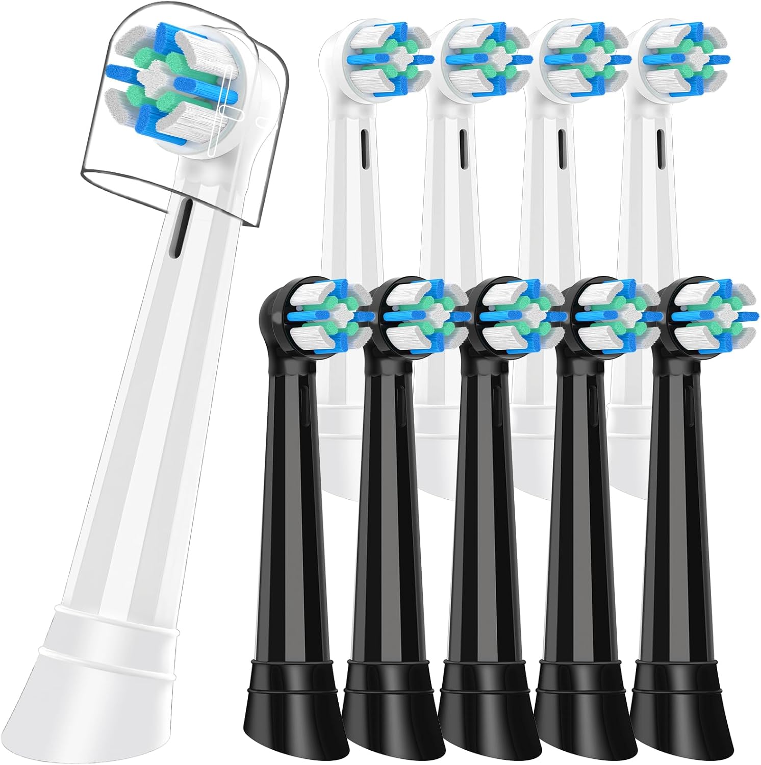 10 PCS IO Replacement Heads Compatible with Oral B IO 2/3/4/5/6/7/8/9/10/Deeep Clean Electric Toothbrush, Toothbrush Brush Heads Compatible with Oral B IO for Teeth Clean (Black/White)