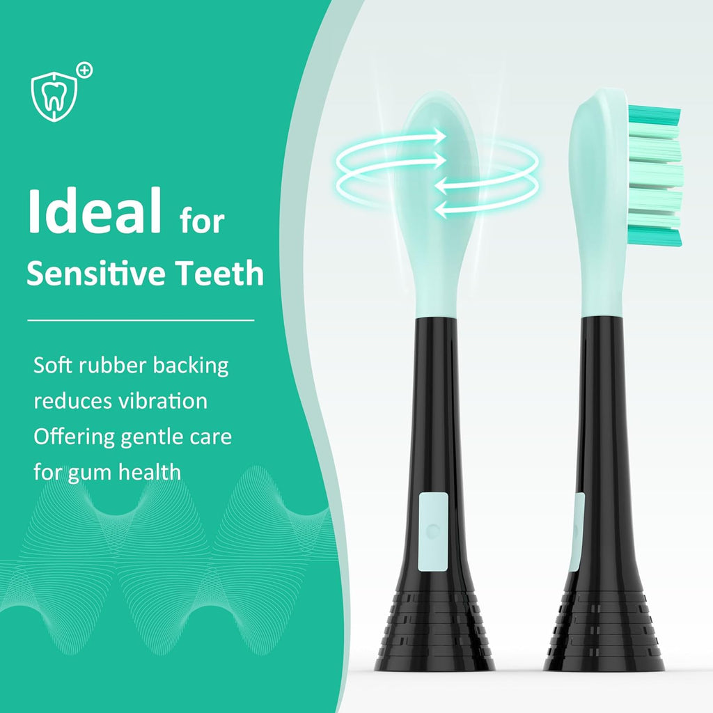 Replacement Toothbrush Heads Compatible with Philips Sonicare Electric Brush and More Click-on Handles 8 Pack Black