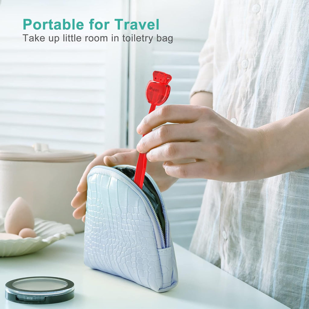 Mspan Tongue Scraper Cleaner for Adults: Tongue Brush Cleaning Scrubber with Plastic Travel Case Cap - Clean Bad Breath Dental Oral Care Red Purple 2 Pack