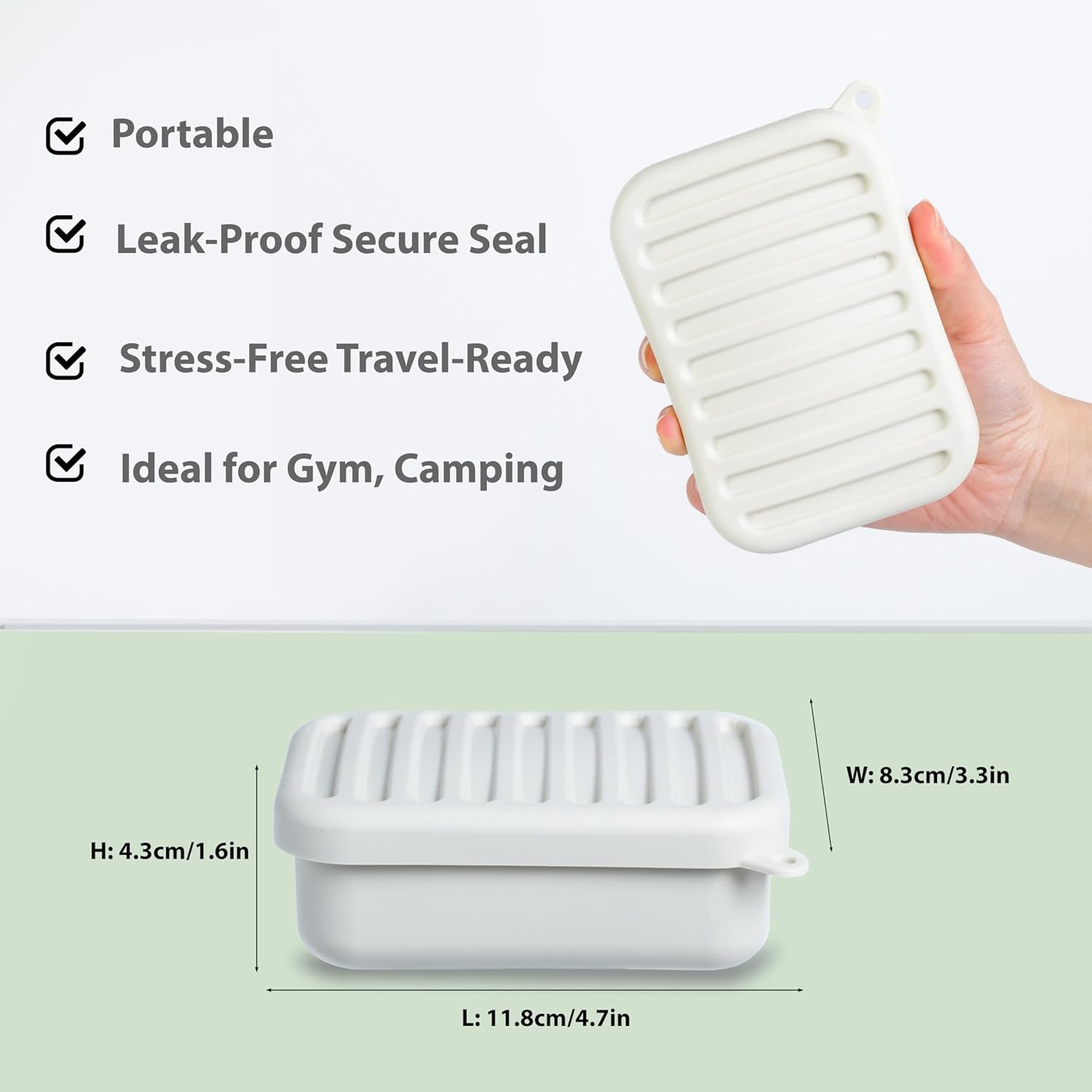 2PC Portable Leakproof Travel Soap Case, Silicone Travel Soap Case, Compact Soap Holder with Drainage Layer, Travel Soap Holder for Camping, Gym, Outdoor (Light-Purple&Rice-White)