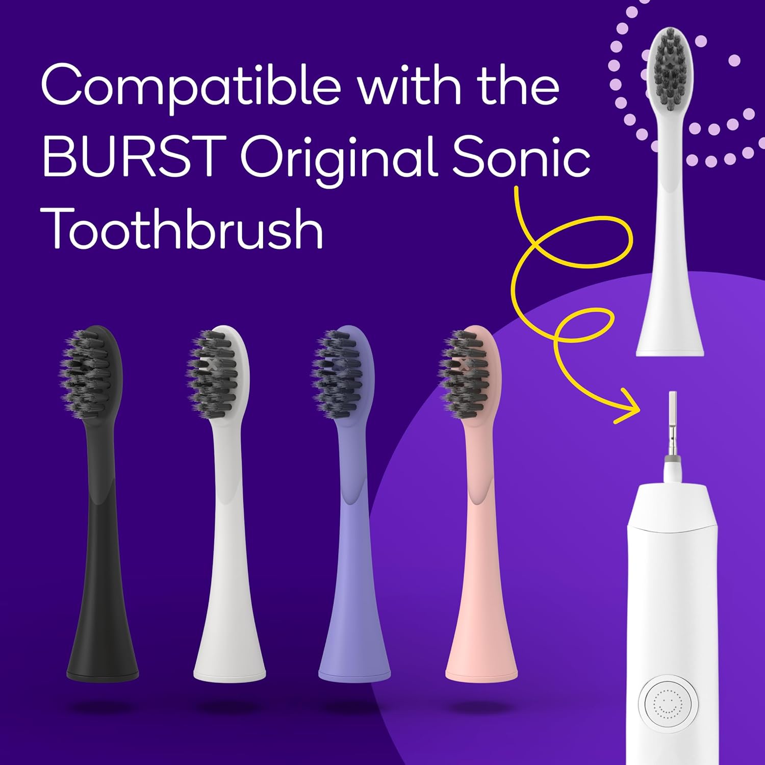 BURST Genuine Replacement Heads for Original Sonic Electric Toothbrush (White/3 Pack) | Ultra Soft Bristles for a Deep Clean | Stain & Plaque Removal