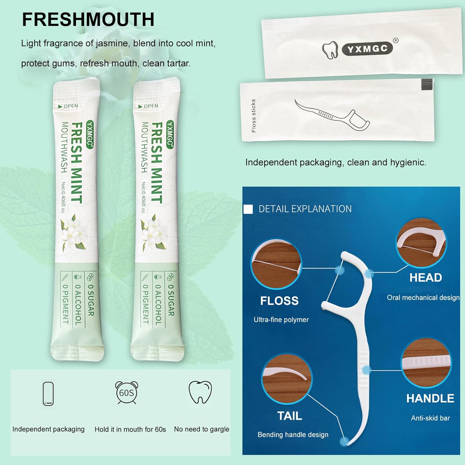 Travel Size Mouthwash Packets – Portable, Fresh Breath Anytime, Eliminates Bad Breath, Sugar-Free, Alcohol-Free, 7 Pack × 0.4 Fl Oz