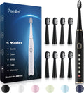 7AM2M Sonic Electric Toothbrush for Adults and Kids- High Power Rechargeable Toothbrushes with 8 Brush Heads,5 Adjustable Modes, Built-in 2-Minute Smart Timer,4 Hours Fast Charge for 30 Days(Black)
