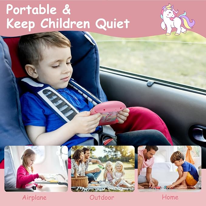 Rotating Puzzle for Kids 3 4 5 6 7 8 Year Old, 4 Puzzles in 1, Toddlers Travel, Car, Airplane, Road Trip Activities, Fine Motor Skills, Fidget, Gift for Boys & Girls Ages 3+ (Alicorn)