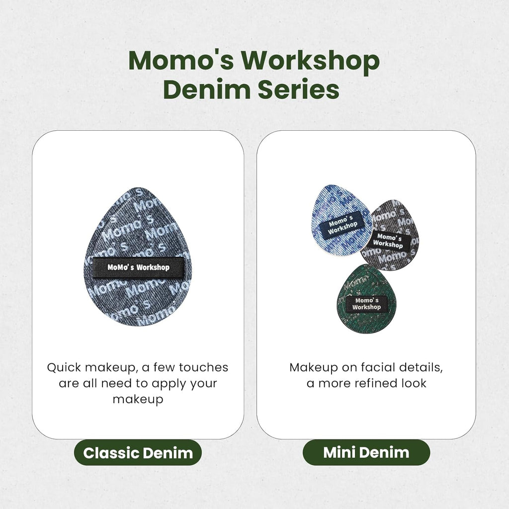 Mini Denim Makeup Sponge Set, Multi-Use Mini Makeup Blenders Sponge for Liquid/Cream/Concealer/Blush/Highlighter, Perfect for Detail Work & Travel,5PCS Mini Concealer Puffs with Storage Case