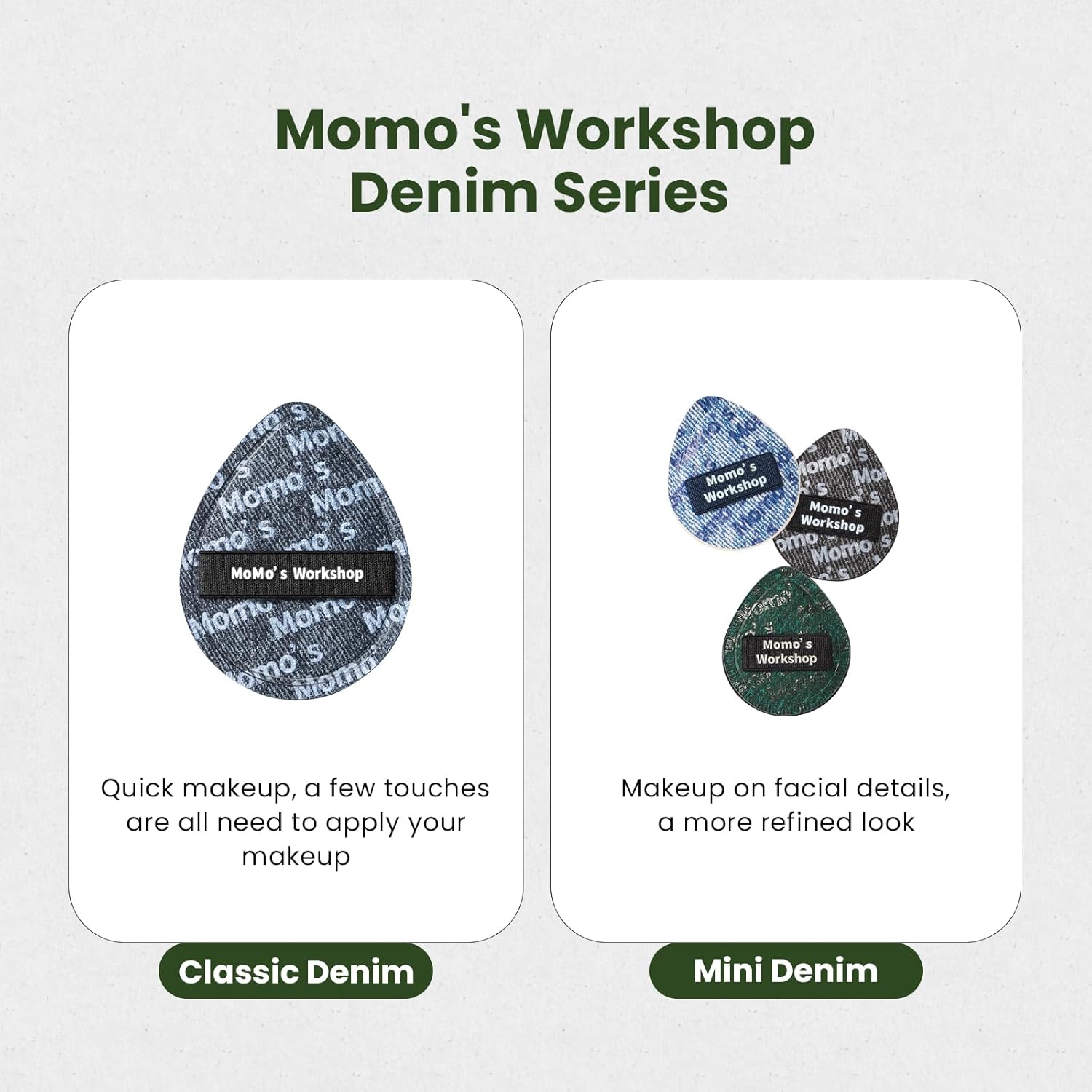 Mini Denim Makeup Sponge Set, Multi-Use Mini Makeup Blenders Sponge for Liquid/Cream/Concealer/Blush/Highlighter, Perfect for Detail Work & Travel,5PCS Mini Concealer Puffs with Storage Case