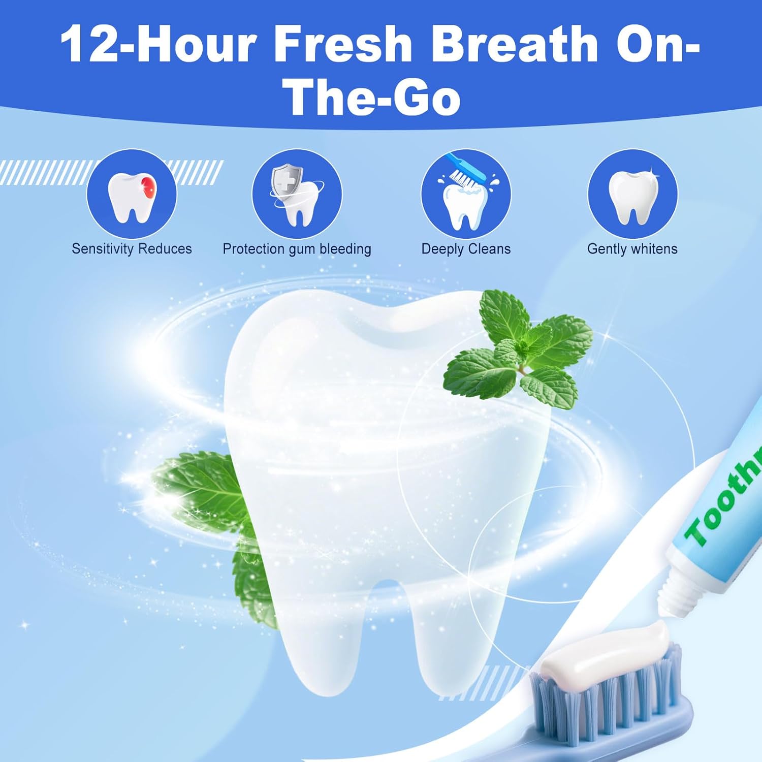 0.28oz Small Toothpaste Travel Size Bulk,Mini Toothpaste Travel,Mint Scent TSA Compliant for Hotel Camping Gym Office School Homeless 40