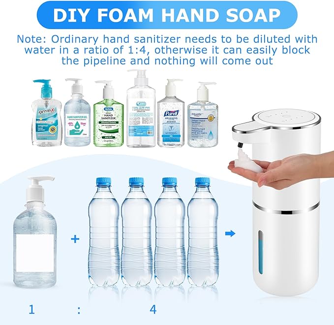 2 Pack Automatic Soap Dispensers,12.8oz/380ml USB Touchless Automatic Foaming Soap Dispenser,Rechargeabled Wall Mounted Smart Soap Dispenser for Bathroom Kitchen Dish Soap