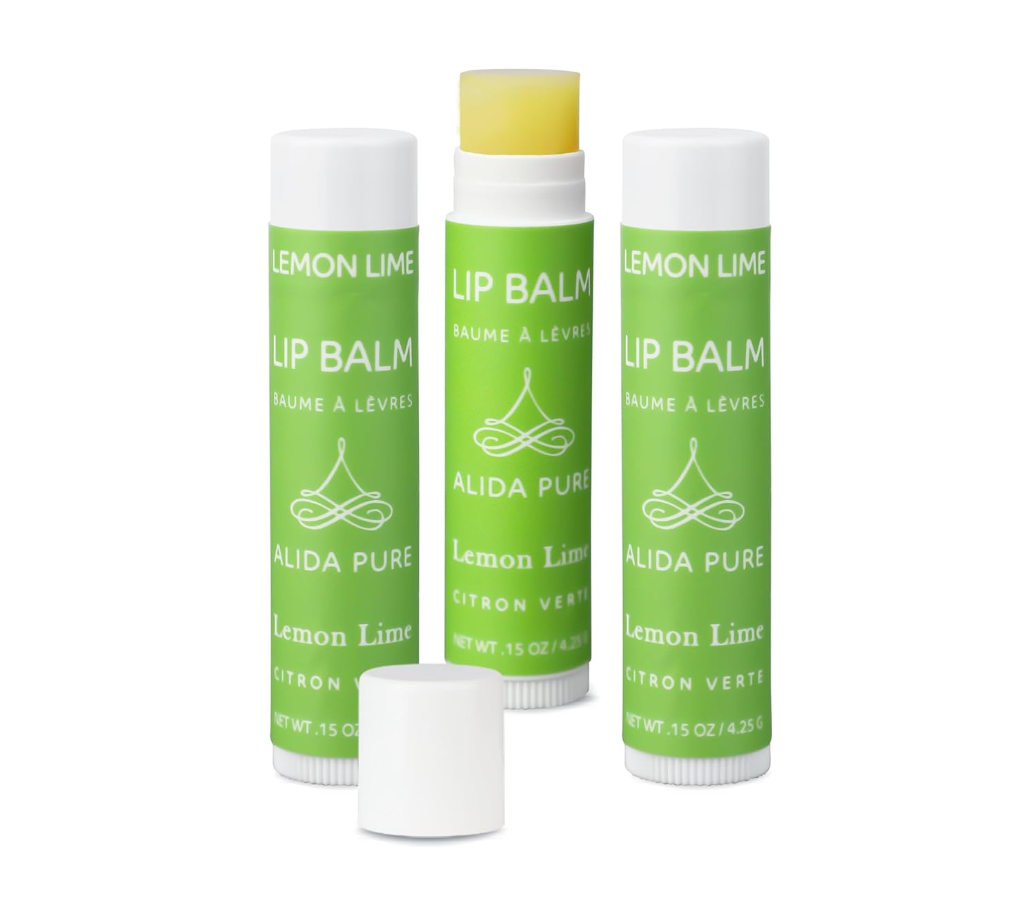 Lemon Lime Lip Balm Collection, Vegan Set, Bees Wax Free, Organic Jojoba and Avocado Oil, Vitamin E, Moisturizer For Dry Cracked Lips, 3 Tubes of Lip Balm per Set
