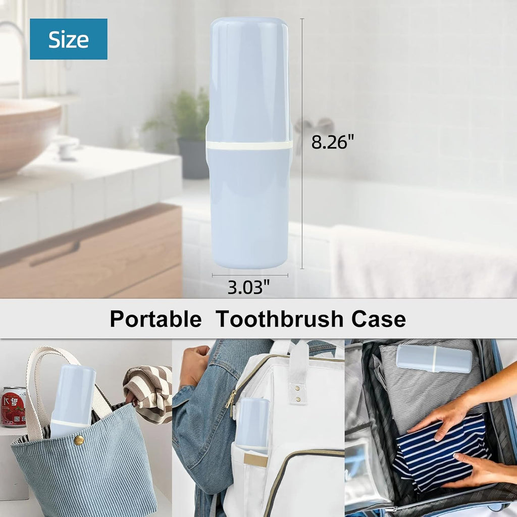 Surblue Travel Toothbrush Case Detachable Toothbrush Holder with Cover Portable Toothbrush Container for Vacation Camping Dorm Bathroom,Blue