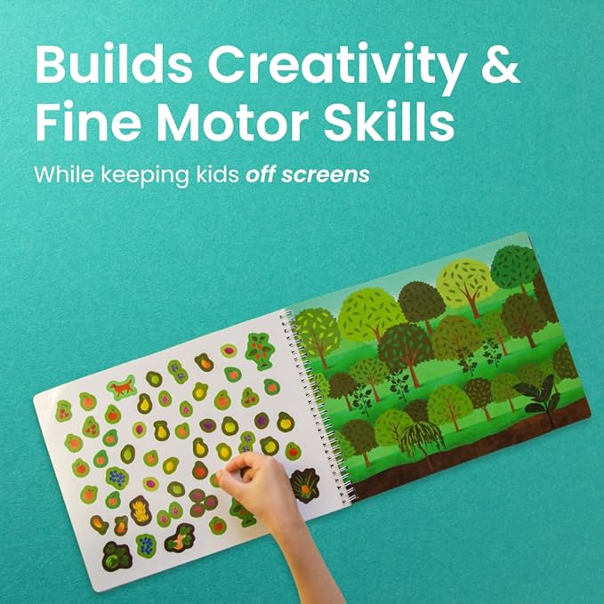 Cupkin Plants and Mushroom Sticker Book Activity for Kids, Toddler Airplane Travel Essentials, 500+ Nature Stickers for Kids + 12 Scenes + 12 Coloring Book Pages, Childrens Crafts for Ages 2-8