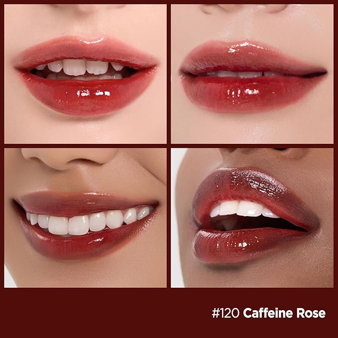 Laka Fruity Glam Lip Tint Mini, 1.9g/0.07oz, Glowing Lip Stain with Wide Color Spectrum, Hydrating & Lightweight Texture, Long-Lasting Bold Stain, Non-Sticky, Vegan, K-Beauty (#120 Caffeine rose)