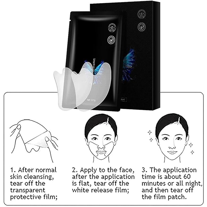 3 Box Face Nutrition Wrinkle Removal Lift Sticker - Microcrystalline Nasolabial Folds Removal Mask Laugh Line Lifting Mask Nasolabial Fold Stickers Facial Wrinkle Patches (Forehead Care)