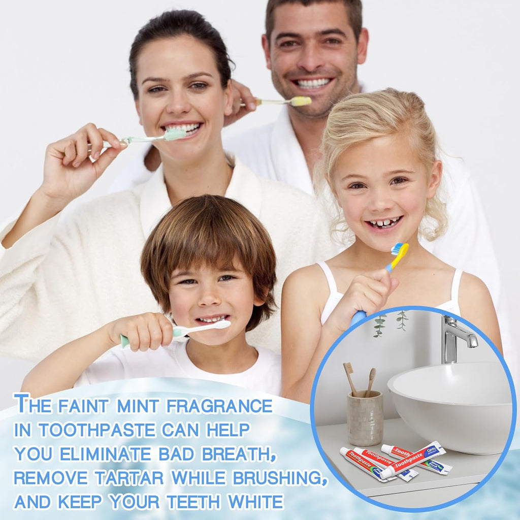 Mini Toothpaste Bulk Travel Size 0.35oz for Bad Breath, Helps Freshens Breath, Whitens Teeth Regular Disposable Mint Toothpaste for Home Hotel Office Camping