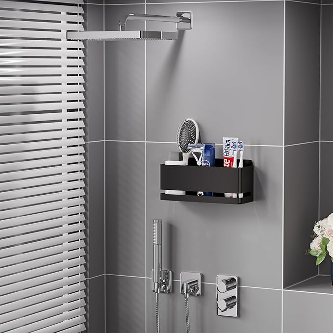 Aluminum Electric Toothbrush Holder - Bathroom Wall Mounted Toothbrush Holder (Black, Three Slot)