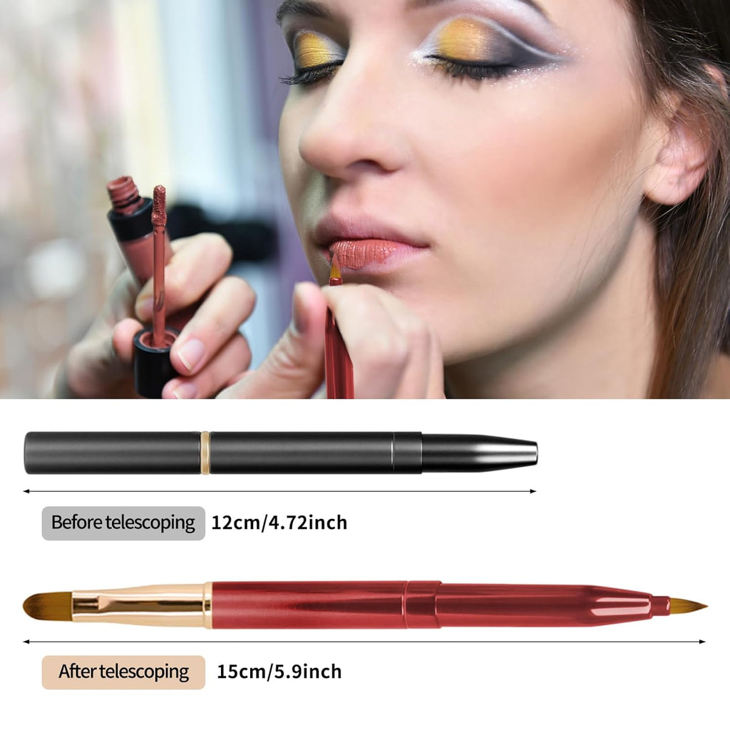 Unaone [2 Pack] Lip Brush for Lipstick, Retractable Lip Brushes, Dual-ended Makeup Brush for Lipstick Lip Gloss, Include Lid