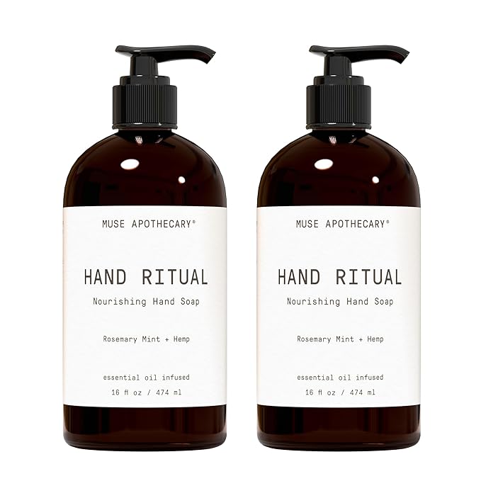 Muse Apothecary Hand Ritual - Aromatic and Nourishing Hand Soap, Infused with Natural Aromatherapy Essential Oils - USDA Certified Biobased - 16 oz, Rosemary Mint + Hemp, 2 Pack