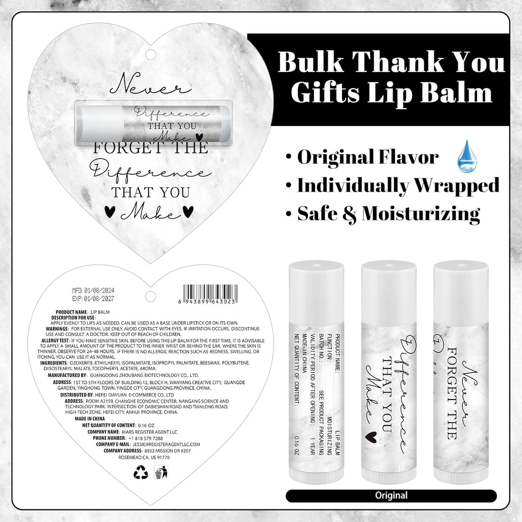 30 Pack Christmas Employee Appreciation Gift Lip Balms Bulk Staff Teacher Team Volunteer Thank You Gift Thanksgiving Christmas Appreciation Party Favor for Women Men(Heart,Fog White)