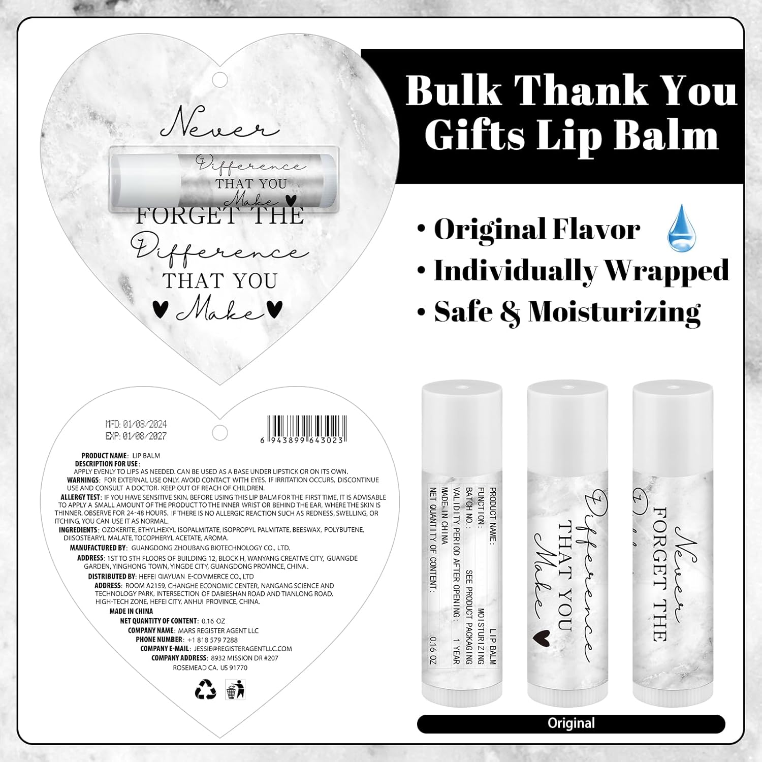 30 Pack Christmas Employee Appreciation Gift Lip Balms Bulk Staff Teacher Team Volunteer Thank You Gift Thanksgiving Christmas Appreciation Party Favor for Women Men(Heart,Fog White)