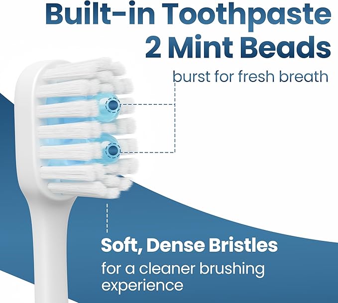 Pinkart Mini Disposable Toothbrushes with Toothpaste, Pre-Pasted Travel Toothbrush with 2 Mint Beads, Individually Wrapped Single-Use Toothbrush for On-The-Go & Travel (48 Count)