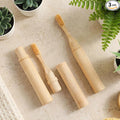 3 Pcs Foldable Bamboo Toothbrush with Soft Bristle Travel Size Toothbrushes with Bamboo Handle Cover Reusable Compact Case for Travel Camping Daily Use