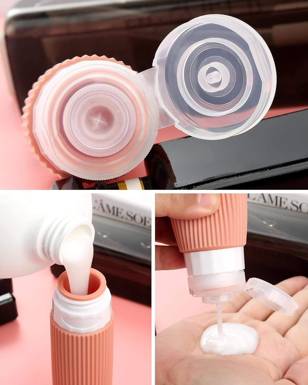 Travel Bottles 8 Pack, TSA Approved 3 oz Toiletries Containers, Leak Proof Silicone Squeezable Essentials Jars with Clear Bag