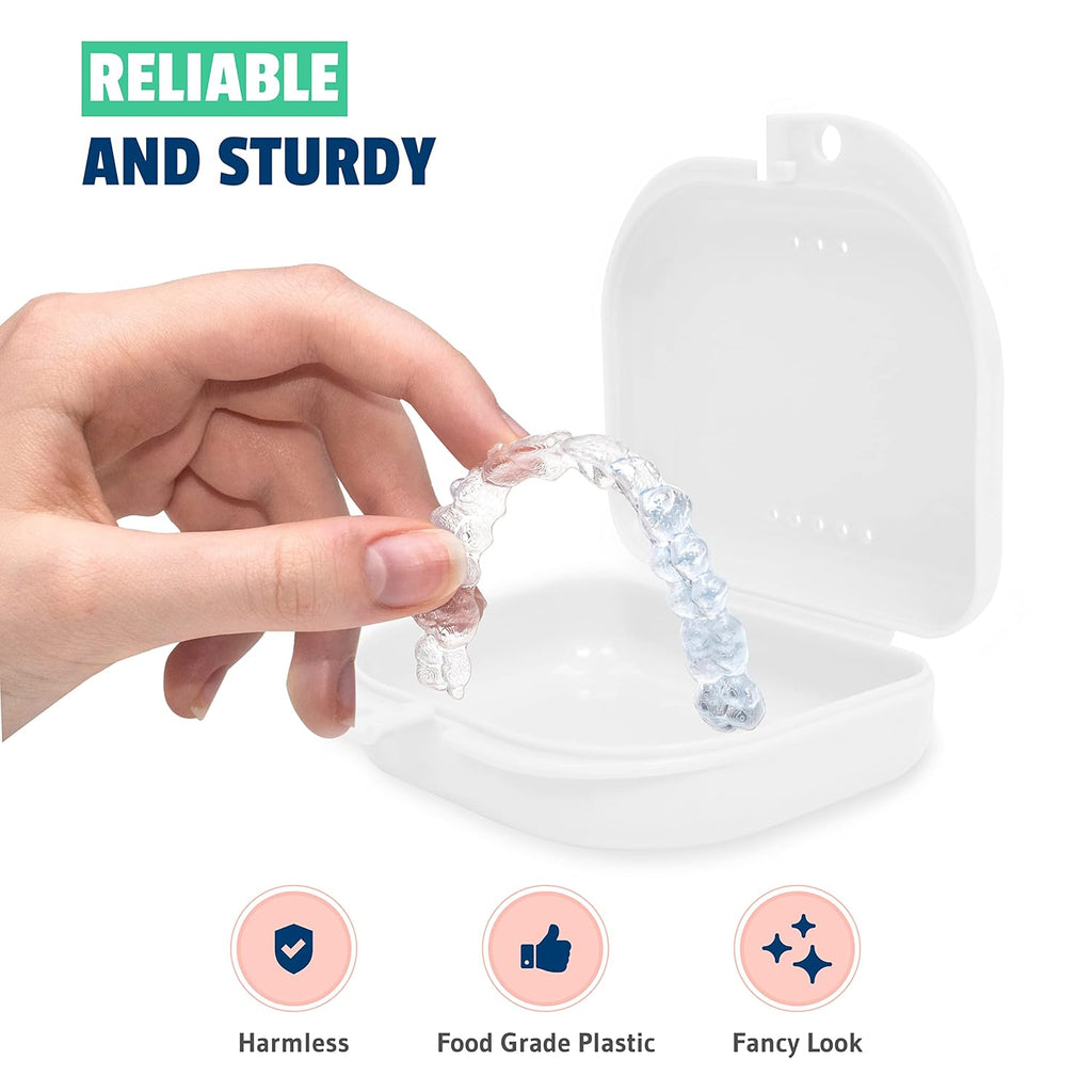 Retainer Case - Pack of 2 - Odorless Mouth Guard Case - Retainer Holder - Ventilated, Durable & Hygienic Night Guard Cases for Travel, Carrying and Protecting Braces, Partial Dentures & Aligners