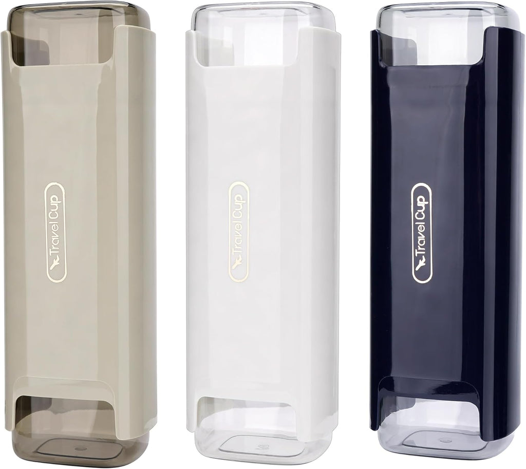 3 Pack Portable Travel Toothbrush Case, Toothpaste Case with Split Mouthwash Cup, Travel Toothbrush Cup Case for Travel, Business, Home, Camping