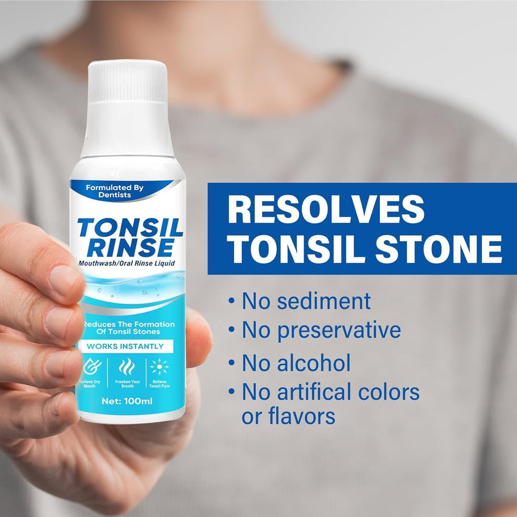 Tonsil Stone Mouthwash, Tonsil Stone Remover Oral Rinse Liquid Helps Soothe Tonsils, Eliminate Bad Breath, Mint Flavor Freshen Breath, Moisturize Mouth, 100ML