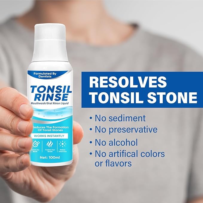 Tonsil Stone Mouthwash, Tonsil Stone Remover Rinse Liquid Help Soothe Tonsils, Mint Flavor Mouthwash Freshen Breath, Eliminate Oral Odor, 100ML