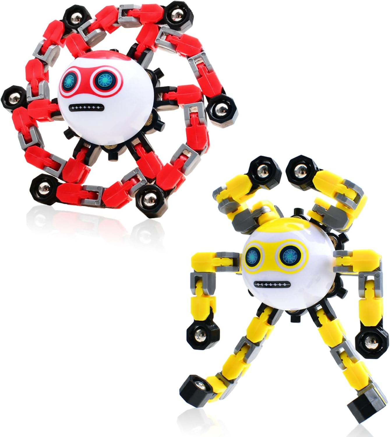 2 PCS Transformable Fidget Spinners Toys for Kids and Adults Stress Relief Sensory Toy for Teens Boys Autism Cool Fingertip Gyros Boy Girl Travel Party Favors Birthdays Gifts Stocking Stuffer