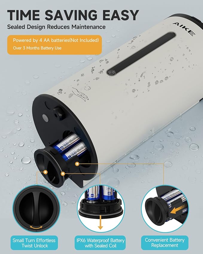 AIKE Wall Mount Automatic Foam Soap Dispenser 25 OZ Commercial Large Capacity Stainless Steel Model AK1205FA(Matte White)