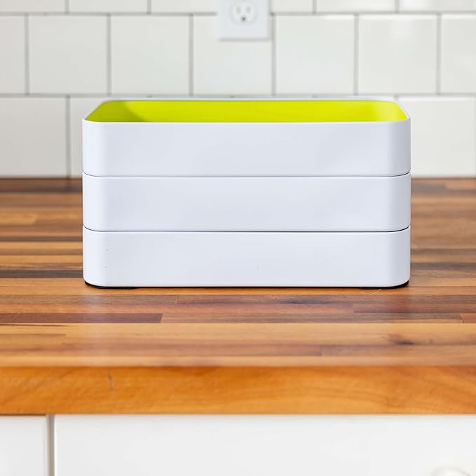 Three by Three Seattle 6 Piece Metal Organizer Tray Set for Storing Makeup, Stationery, Utensils, and More in Office Desk, Kitchen and Bathroom Drawers (2 Inch, Classic Colors)