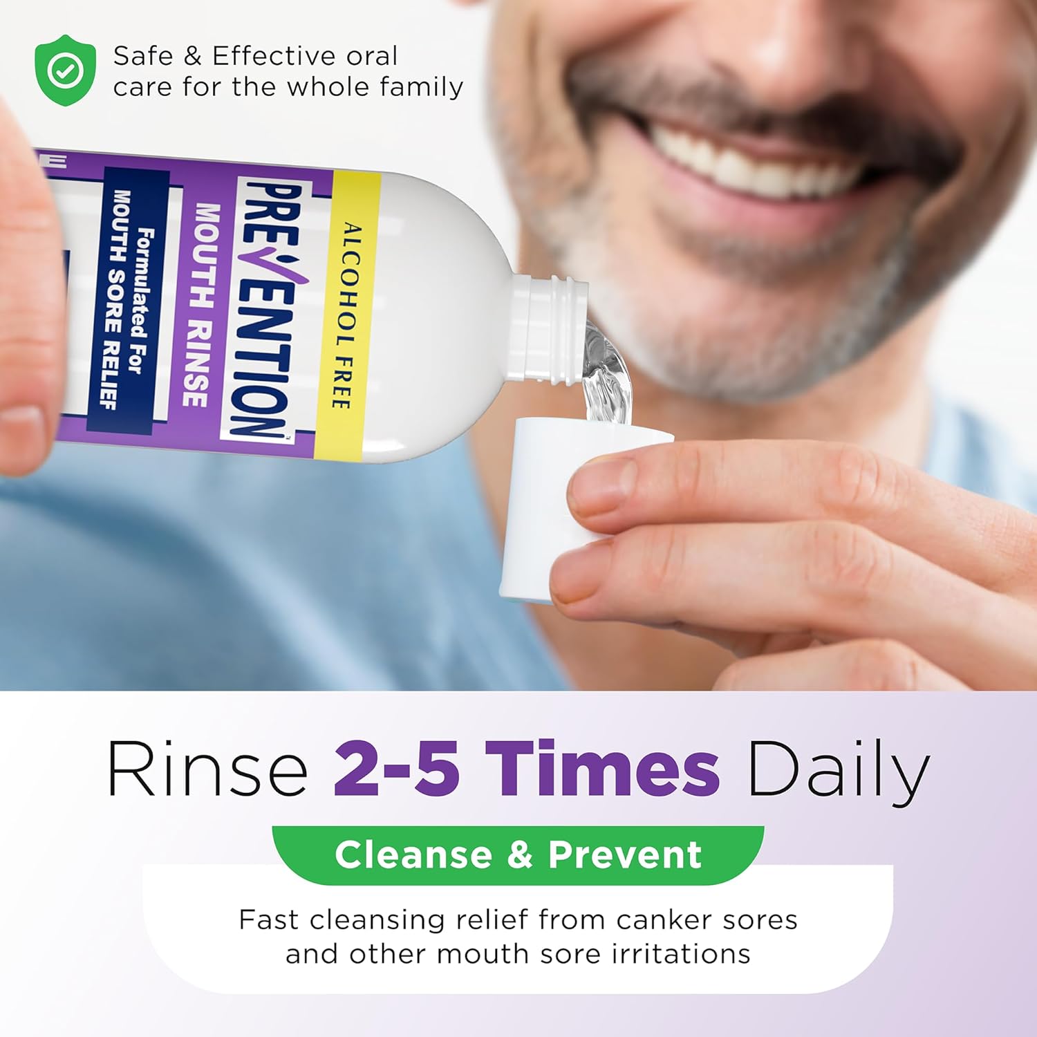 Prevention Mouth Sore Mouth Rinse, Canker Sore Treatment, Oral Pain Relief Mouthwash for Ulcers and Sores, Braces, with Hydrogen Peroxide, Alcohol-Free, Fluoride Free, 16 oz, Soothing Mint, 2 Pack