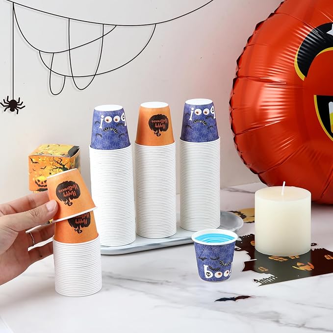 Tamone 300 Pack Halloween Cups 3 oz Bathroom Cups, Small Mouthwash Cups, 3 oz Paper Cups Disposable,3oz Orange Paper Cups for Party, Picnic, BBQ, Travel, Home and Event