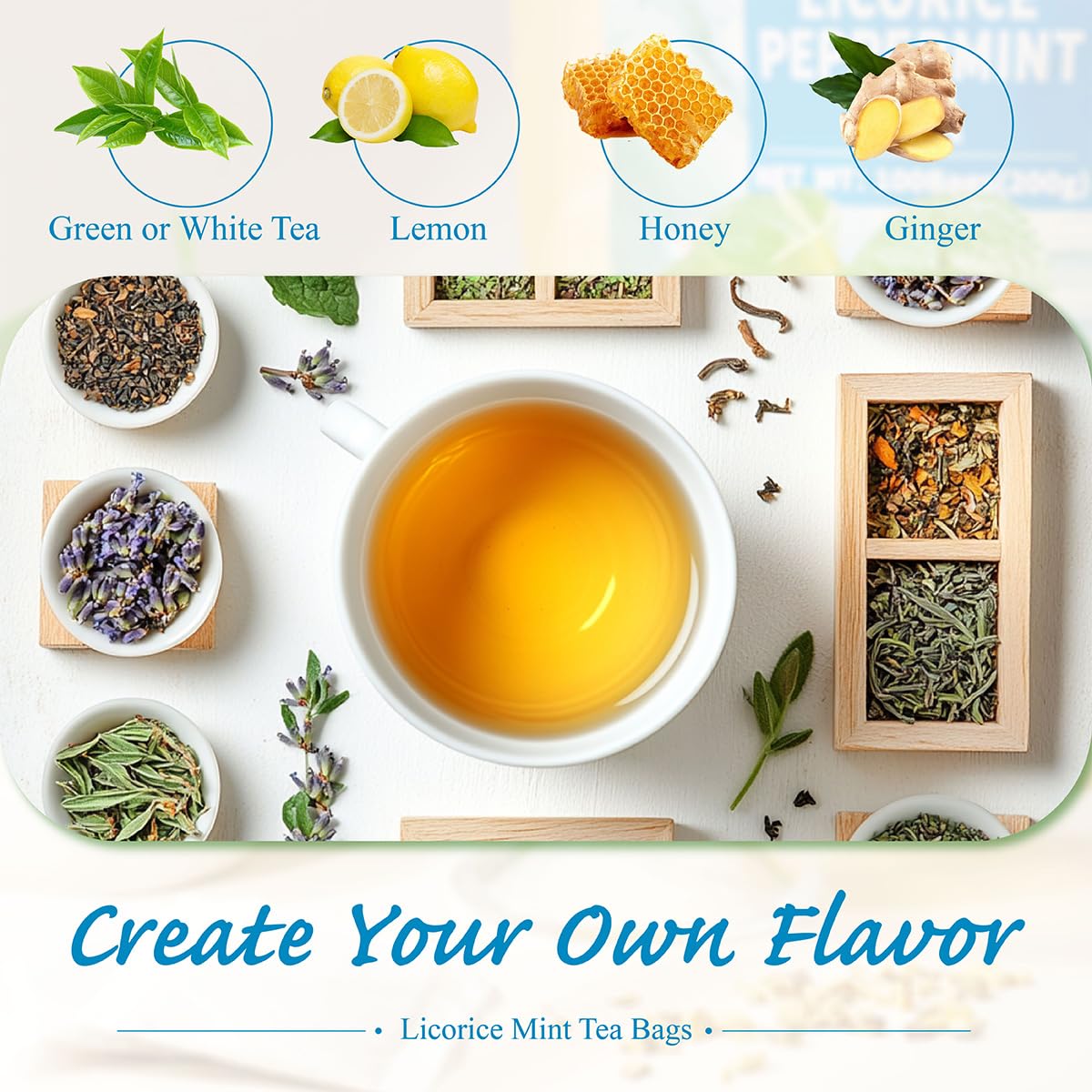 WT WEETEE Licorice Mint Tea Bags 100 Counts, Made 100% Natural & Pure Peppermint & Licorice Root, Naturally Caffeine-free, Sweet & Refreshing