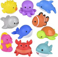 14 Pack Assorted Rubber Sea Life Animals – Mini Ocean Creatures for Bath Time Toys, Stocking Stuffers, Teacher Classroom Prizes, Birthday Party Favors, Crane Game Rewards, Aquarium Theme Sensory Play