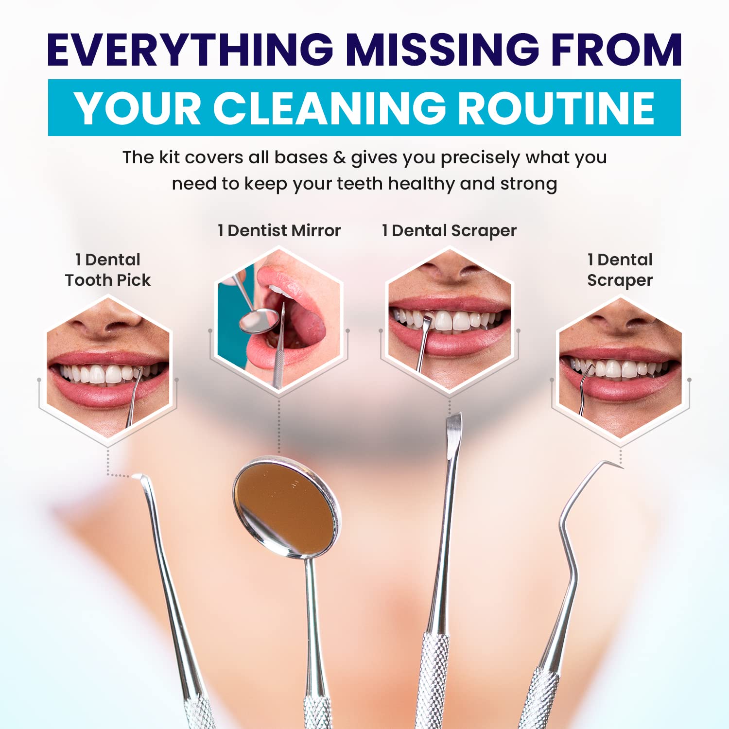 Dental Duty Dental Tools, Dental Pick for Teeth Cleaning Tools – Plaque Remover for Teeth with Teeth Cleaning Kit - Stainless Steel Dental Mirror for Teeth, Scraper and Scaler, (OffWhite)