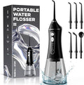 Water Flosser for Teeth Cleaning and Flossing, 5 Modes Rechargeable Cordless Oral Irrigator 320ml Water Tank Teeth Cleaner, IPX7 Waterproof Portable Electric Dentel Flossers for Home and Travel,Black