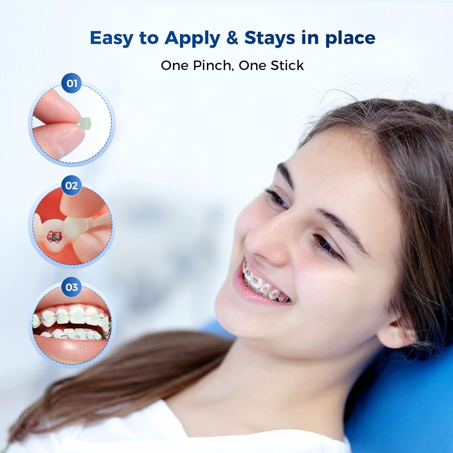 JMU Orthodontic Wax for Braces, 120 Dental Wax Dots, Hygienic Individual Wraps, Mint Flavored Dental Wax for Comfort & Protection