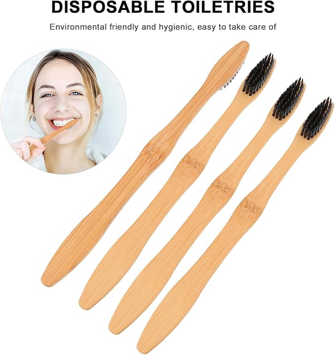 20 Pcs Biodegradable Toothbrushes with Soft Bristles Ergonomic Handle Portable Travel for Hotels Motels and Daily Use Organic Oral Care