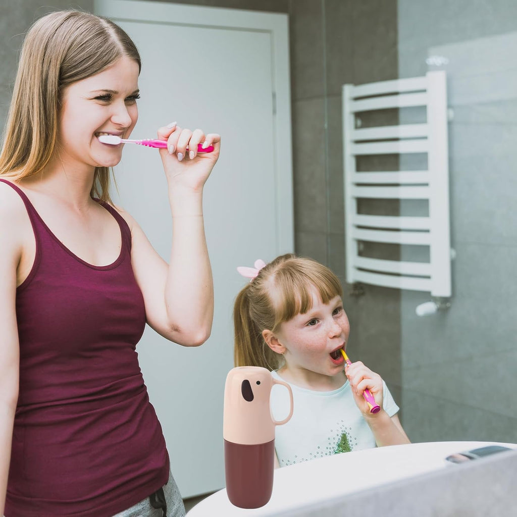 Toothbrush Travel Case, Removable and Portable Toothbrush Holder Cup, Use for Travel, Hiking,Camping, School, Bathroom, Cute and Playful Elephant Styling for Kids and Teens(Yellow)