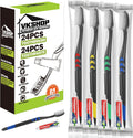 24 PS Individual Wrapped Travel Toothbrush Set with Toothpaste, Bulk Disposable Toothbrushes Kit，Soft Toothbrushes for Adults for Travel, Hotel, Business Trips，Daily Backup（Black,Toothpaste 5g）