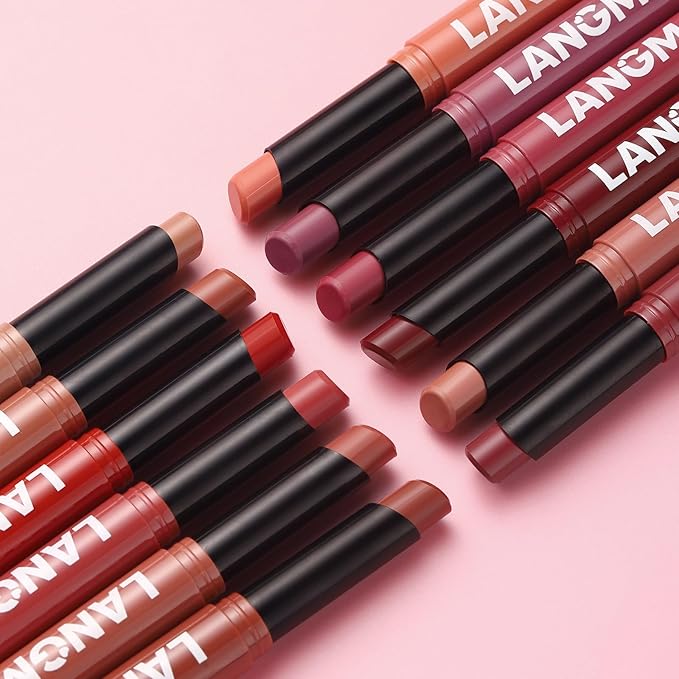 12Pcs Matte Lipstick + Lip Liner Pens Lip Combo Sets, Creamy Matte Lip Makeup Kit Long-Lasting Waterproof, Smudge-Proof Highly Pigmented Formula, Bold & Chic Shades Makeup Set (Bold Reds Collection)