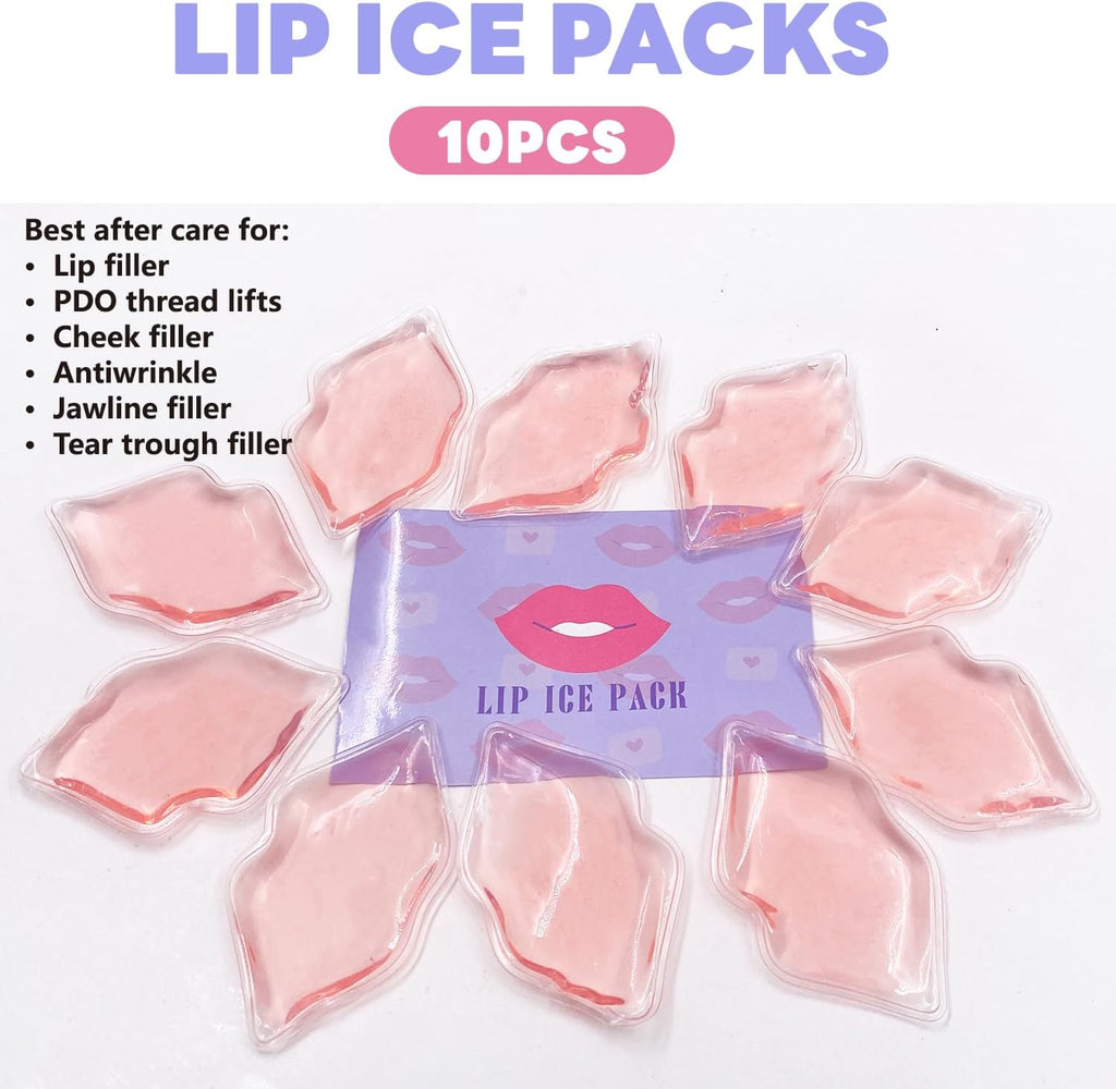 (10 PCS) Lip Ice Pack ，Ice Compress After Lip ice Treatment, Reusable ice pad for Cosmetic, Lip Shape ice Pack to Relieve Pain and Relax Lips, Anti-Aging Lip Care ice Pack to Reduce Lip Swelling