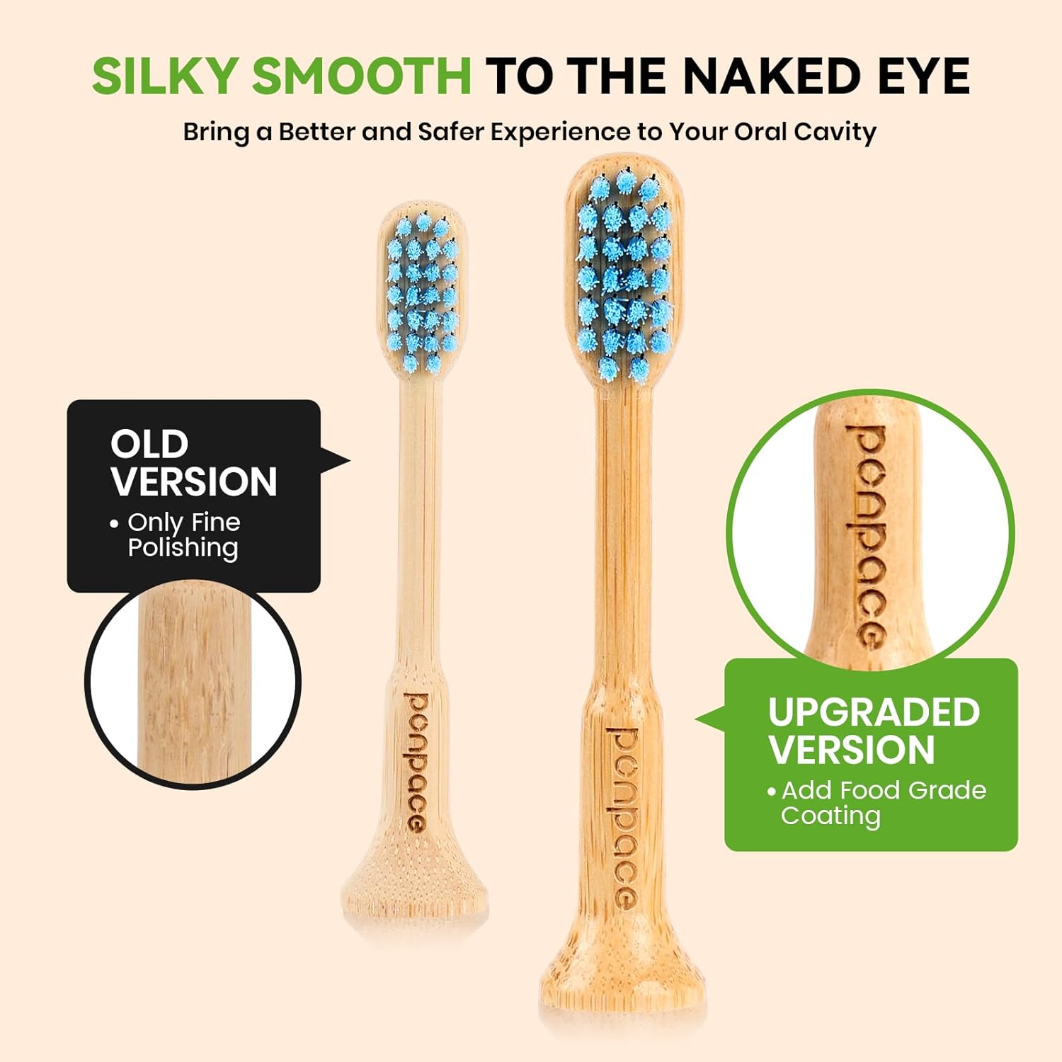 Bamboo Toothbrush Heads Compatible with Philips One by Sonicare, Soft Castor-Oil Bristles, Biodegradable Toothbrush Replacement Heads, Eco-Friendly & Daily Cleaning
