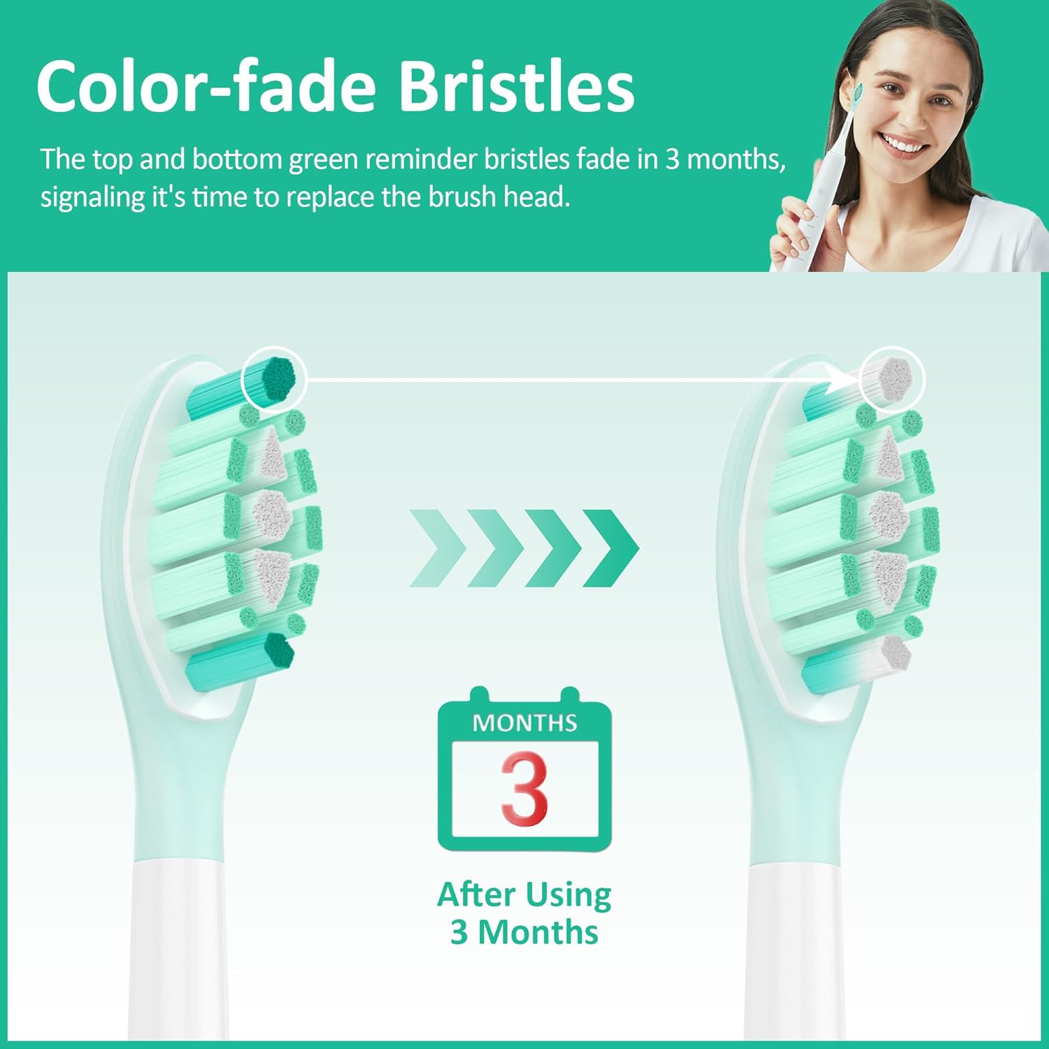 Replacement Toothbrush Heads Compatible with Philips Sonicare Electric Brush and More Click-on Handles 8 Pack White